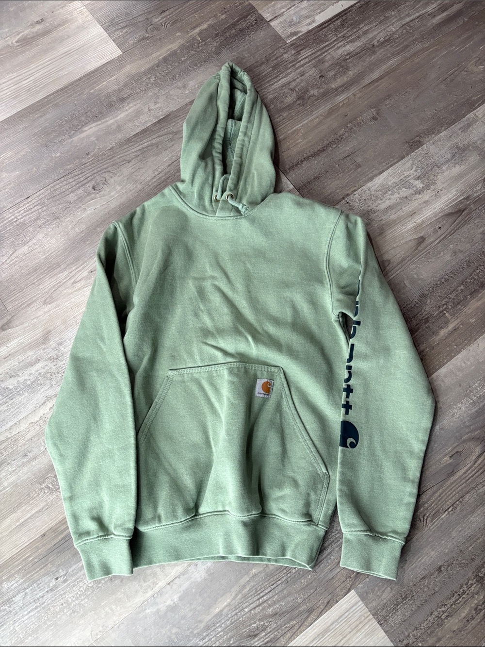 Carhartt light green hooded sweatshirt